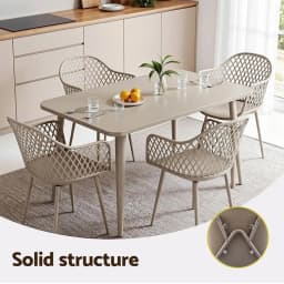 4 Piece Outdoor Dining Chairs PP Lounge Chair Patio Furniture Garden Coffee Set