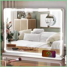 80CM Large Hollywood Vanity Mirror, 3 Color Dimmable, Touch Control, CRI≥90 Light Strip, LED Makeup Mirror