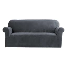 Velvet Grey 3 Seater Sofa Cover Stretch Couch Protector Soft Washable Furniture Slipcover