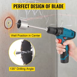 SucceBuy 4 in 1 Concrete Hole Saw Kit 9PCS 40-125 mm SDS Max Shank Cement Drill Bit Wall Hole Opener Tools Set