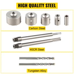 SucceBuy 4 in 1 Concrete Hole Saw Kit 9PCS 40-125 mm SDS Max Shank Cement Drill Bit Wall Hole Opener Tools Set