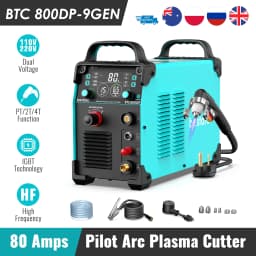 Bestarc Plasma Cutter Machine BTC800DP Pilot Arc 9th Gen 80A Digital Screen Display 220V 380V Plasma Cutter