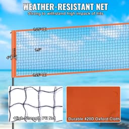 SucceBuy 4-Way Volleyball Net 14 x 14FTAdjustable Height Badminton Net Set for Backyard Beach Lawn Easy Setup with Carrying Bag