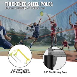 SucceBuy 4-Way Volleyball Net 14 x 14FTAdjustable Height Badminton Net Set for Backyard Beach Lawn Easy Setup with Carrying Bag