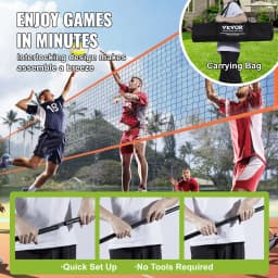SucceBuy 4-Way Volleyball Net 14 x 14FTAdjustable Height Badminton Net Set for Backyard Beach Lawn Easy Setup with Carrying Bag