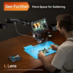 Elikliv EM3K-3D Max 10.1"3D Digital Microscope with Magnetic Dual Lens HDMI 3K Soldering Microscopio for Electronics w/Flex Arm