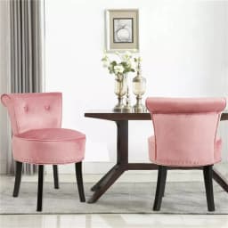 Luxury Velvet Vanity Stool,Padded Makeup Chair with Sponge Foam Cushion,Wood Legs, Bedroom Accent Seat for Dressing Table