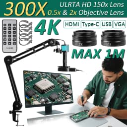 IMX415 4K 300x Digital Microscope For Soldering Recording 48MP Industrial Electronics Microscope Phone Repair Jewelry Repair