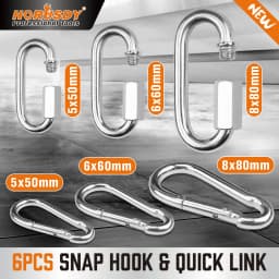 HORUSDY 6Pc Snap Hook Carabiner Shade Clip Camping Climbing Lock Stainless Steel
