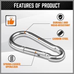 HORUSDY 6Pc Snap Hook Carabiner Shade Clip Camping Climbing Lock Stainless Steel