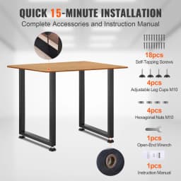 SucceBuy 2pcs 28 in Table Legs Adjustable Furniture Legs Square Reinforced Steel Office Table leg Max Load 1000 lbs For Home DIY