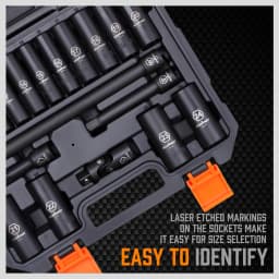 HORUSDY 20Pc Deep Socket Set Impact 1/2" Drive Extension Bars Flexible Adapter 10-24mm