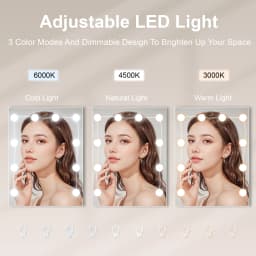 Modern White Dressing Table Stool Set with 3-Color Adjustable LED Light Mirror 4 Drawers For Bedroom Living Room Vanity Table