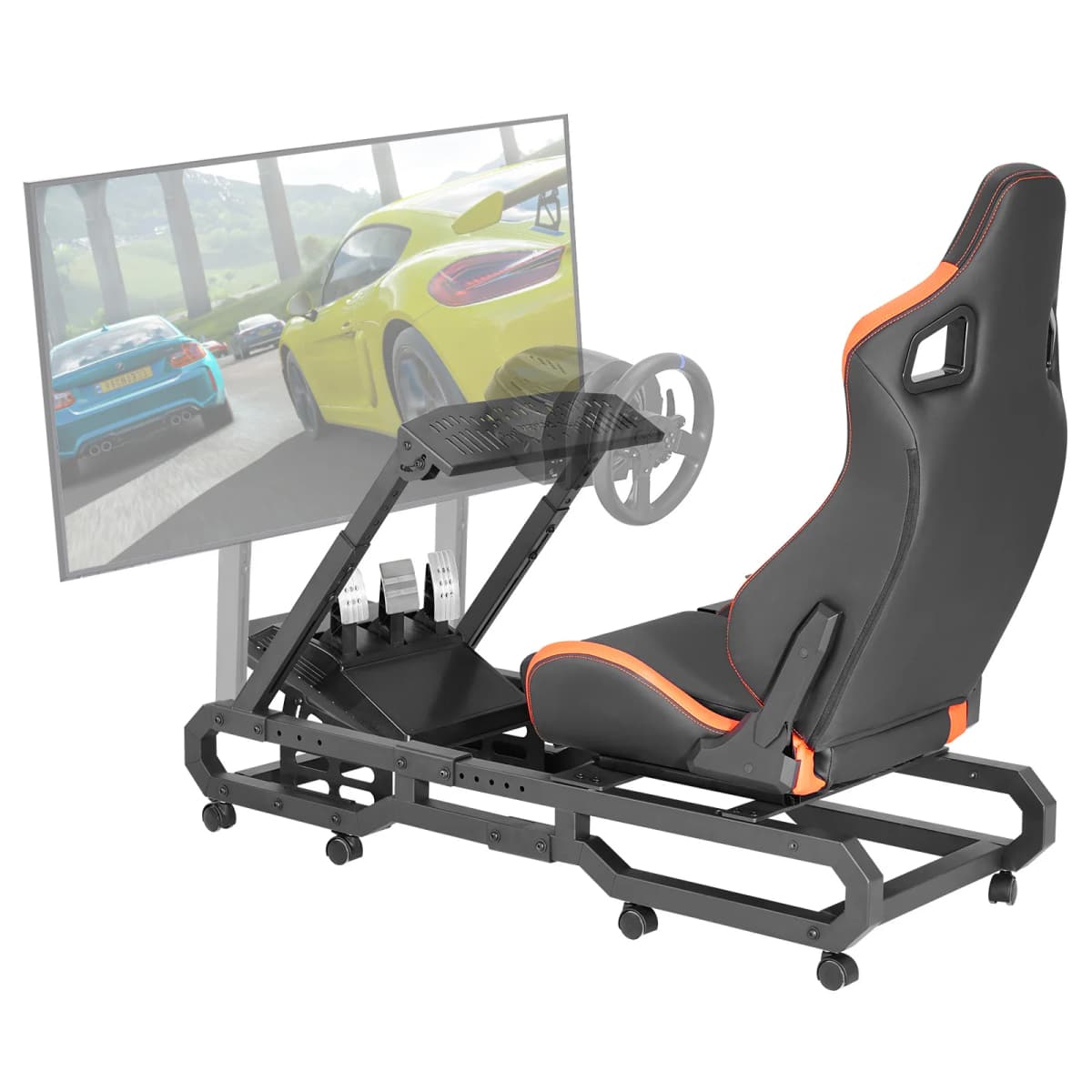 SucceBuy Racing Wheel Stand For Logitech G923/G920/G29Heavy Duty Steel Driving Simulator Cockpit-Thrustmaster T248P Load 330LBS