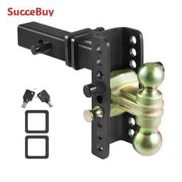 SucceBuy Adjustable Trailer Hitch Ball Mount 2'' Receiver 6''Drop Drowith Receiver Solid Tube Steel Tow Balls for Truck Towing