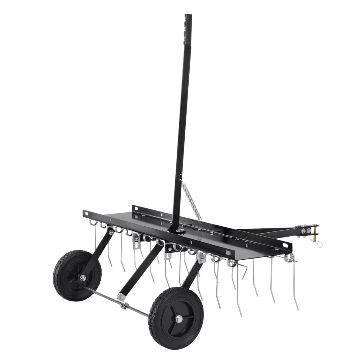 SucceBuy Tow Behind Dethatcher 40 in Tow Dethatcher with 20Spring Steel Tines Lawn Dethatcher Rake for ATV/Mower Tow Behind Lawn