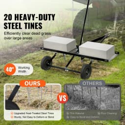 SucceBuy Tow Behind Dethatcher 40 in Tow Dethatcher with 20Spring Steel Tines Lawn Dethatcher Rake for ATV/Mower Tow Behind Lawn