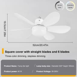 Screw in Ceiling Fan in Light Socket with Remote Ceiling Fan with Light with Extender & 6 Blades for Bedroom Kitchen
