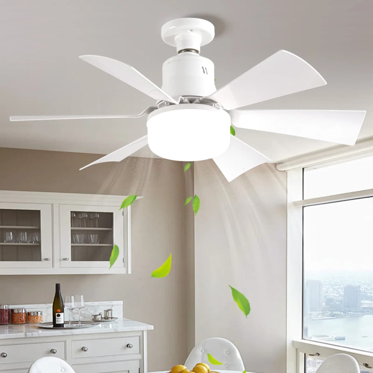 Screw in Ceiling Fan in Light Socket with Remote Ceiling Fan with Light with Extender & 6 Blades for Bedroom Kitchen
