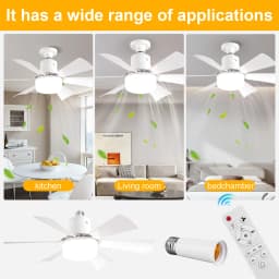 Screw in Ceiling Fan in Light Socket with Remote Ceiling Fan with Light with Extender & 6 Blades for Bedroom Kitchen