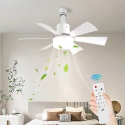 Screw in Ceiling Fan in Light Socket with Remote Ceiling Fan with Light with Extender & 6 Blades for Bedroom Kitchen