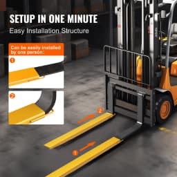 SucceBuy Pallet Fork Extensions Heavy Carbon Steel Fork Extensions 1 Pair Fork Attachments for Forklift Truck Yellow 4000 lbs