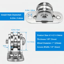 2/4Pcs Heavy Duty Fixed Pulley Detachable Pulley Block Kit Wall-Mounted Pulley Loading 176 Lb for Sliding Gate and Wire Rope