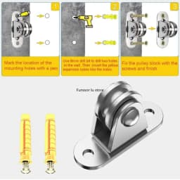 2/4Pcs Heavy Duty Fixed Pulley Detachable Pulley Block Kit Wall-Mounted Pulley Loading 176 Lb for Sliding Gate and Wire Rope