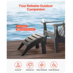 SucceBuy Adirondack Ottoman HDPE Plastic Folding Adirondack Ottoman Weather Resistant Foot Rest for Chair Uesed for Backyard