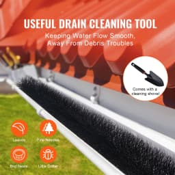 SucceBuy Gutter Brush 30Ft Total Length 4.33 in Diameter Gutter Cleaning Tools Ground-Level Gutter Brush Leaf Guard for Gutters