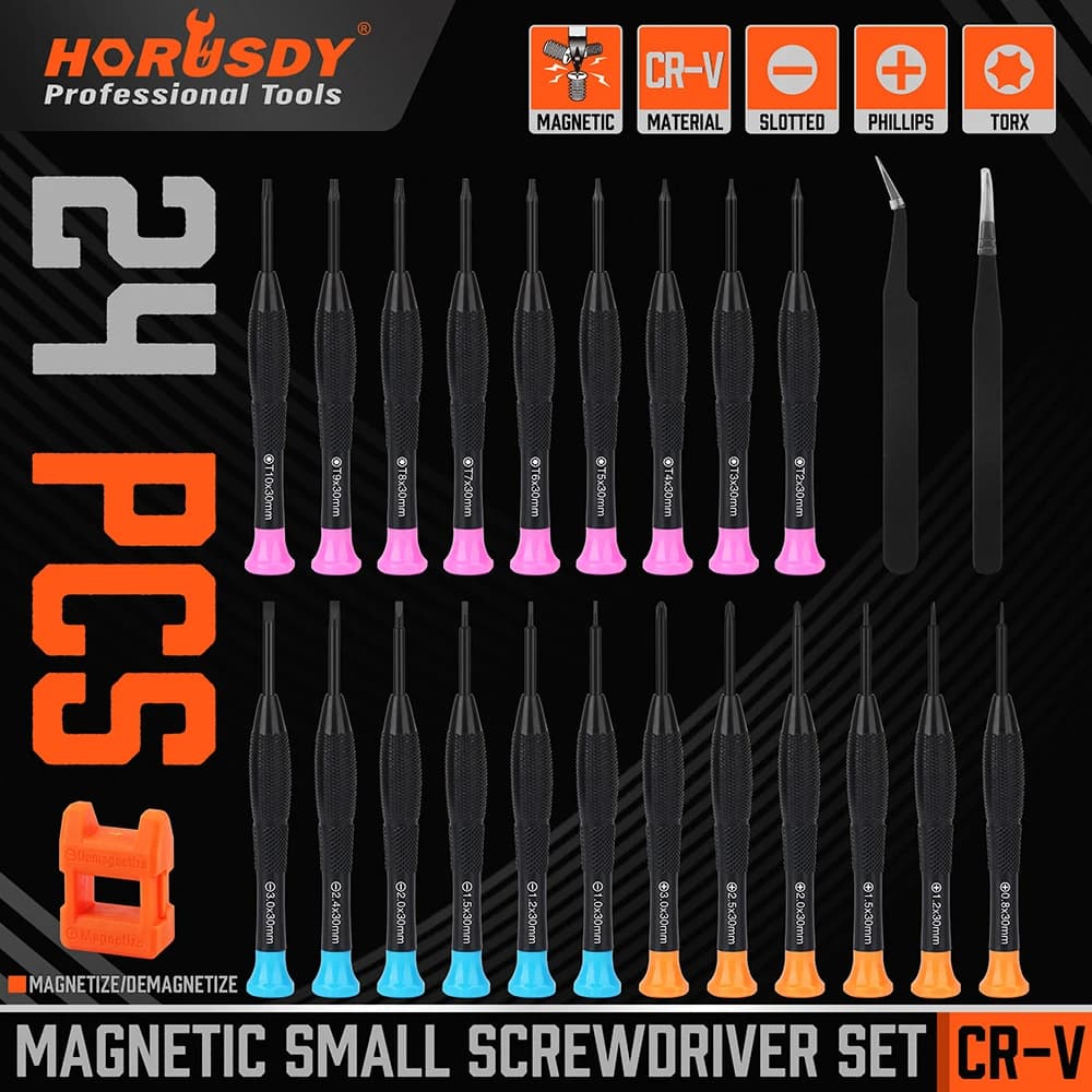 HORUSDY 24-Piece Magnetic Small Screwdrivers Set Precision Eyeglass Phone Watch
