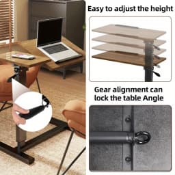 Height-Adjustable Mobile Laptop Desk with Lockable Wheels & Ergonomic Tilt, for Bedside, Office and Living Room