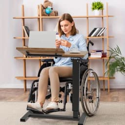 Height-Adjustable Mobile Laptop Desk with Lockable Wheels & Ergonomic Tilt, for Bedside, Office and Living Room