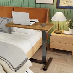 Height-Adjustable Mobile Laptop Desk with Lockable Wheels & Ergonomic Tilt, for Bedside, Office and Living Room