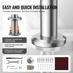 SucceBuy Handrails for Outdoor Steps 47.3 in / 120cm Deck Railing Kit Wall Floor Mounted for Outside Steps with Installation Kit