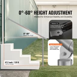SucceBuy Handrails for Outdoor Steps 47.3 in / 120cm Deck Railing Kit Wall Floor Mounted for Outside Steps with Installation Kit