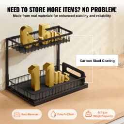SucceBuy 2Tier Pull Out Cabinet Organizer Under Sink Organizer Slide Out Drawer Cabinet Organizer Sliding Storage Shelf