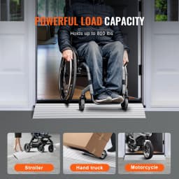 SucceBuy1in-6in 800lbs Door Threshold Ramp Aluminum Adjustable Modular Cable Protector Ramp for Doorways Wheelchairs Scooters