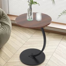 【New】Small Side Table Side Table Round Sturdy Stable Support Density Board Tabletop Practical Carbon Steel Frame for Bedside