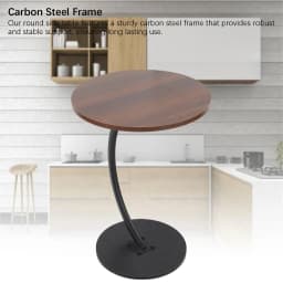 【New】Small Side Table Side Table Round Sturdy Stable Support Density Board Tabletop Practical Carbon Steel Frame for Bedside