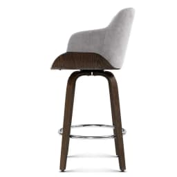 Set of 2 Swivel Velvet Bar Stools with Padded Seat and Wooden Legs