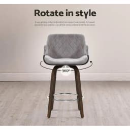 Set of 2 Swivel Velvet Bar Stools with Padded Seat and Wooden Legs