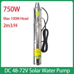 750W 48V 60V 72V DC Brushless Solar Submersible Water Pump With Built-In Controller Solar Screw Deep Well Pump 2m³/h 100M Head
