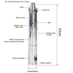 750W 48V 60V 72V DC Brushless Solar Submersible Water Pump With Built-In Controller Solar Screw Deep Well Pump 2m³/h 100M Head