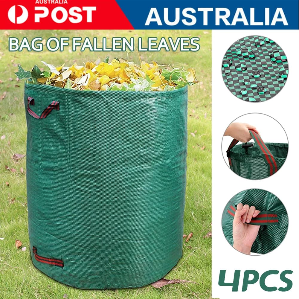 4PCS 272L Large Garden Waste Bag Lawn Garden Leaf Grass Reusable Duty Rubbish Bag