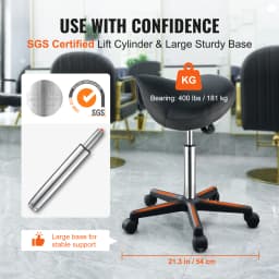 VEVOR Ergonomic Saddle Stool with 5 Swivel Casters 360° Rotation 20.1-28inch Height Adjustable Round Stool for Bar Salon Office