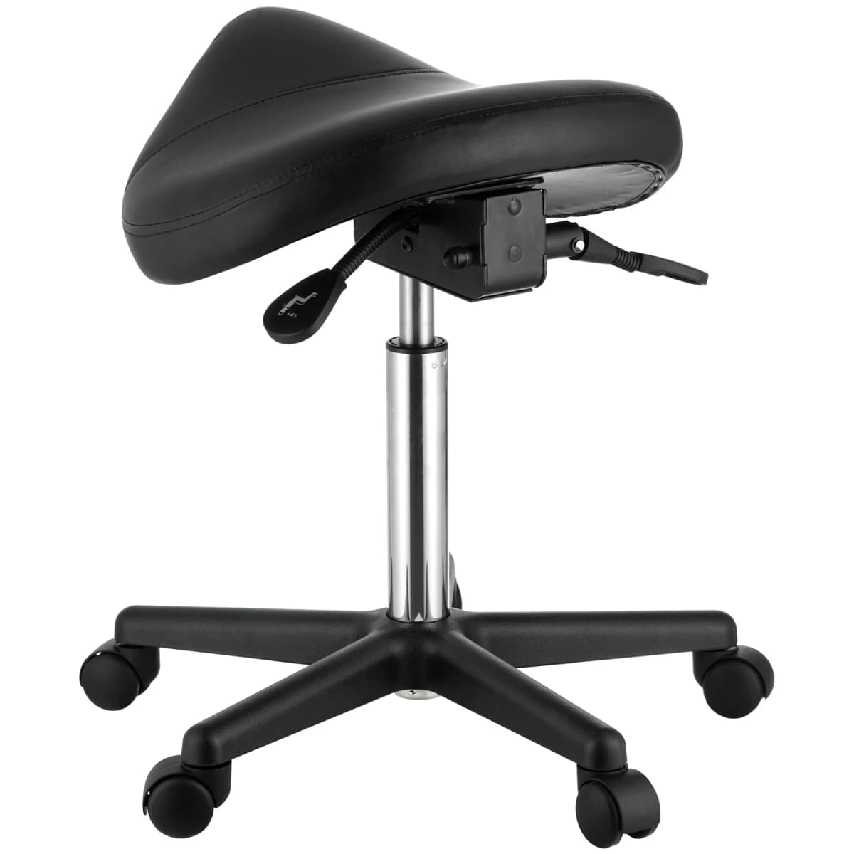 VEVOR Ergonomic Saddle Stool with 5 Swivel Casters 360° Rotation 20.1-28inch Height Adjustable Round Stool for Bar Salon Office