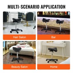 VEVOR Ergonomic Saddle Stool with 5 Swivel Casters 360° Rotation 20.1-28inch Height Adjustable Round Stool for Bar Salon Office
