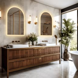 LUVODI Arched Backlit Bathroom Mirror Touch Screen LED Vanity Mirror with Time And Temperature Display Smart Bathroom Decor