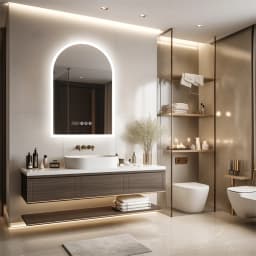 LUVODI Arched Backlit Bathroom Mirror Touch Screen LED Vanity Mirror with Time And Temperature Display Smart Bathroom Decor